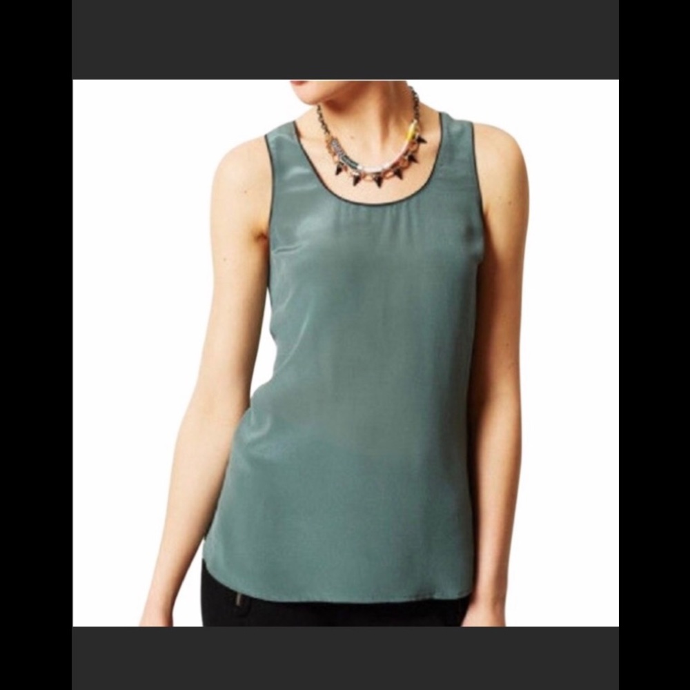 Anthropologie Green Black Maeve Colorblock Silk - Picture 1 of 8